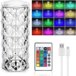 16 Colors Crystal Table Lamp  Rose Light